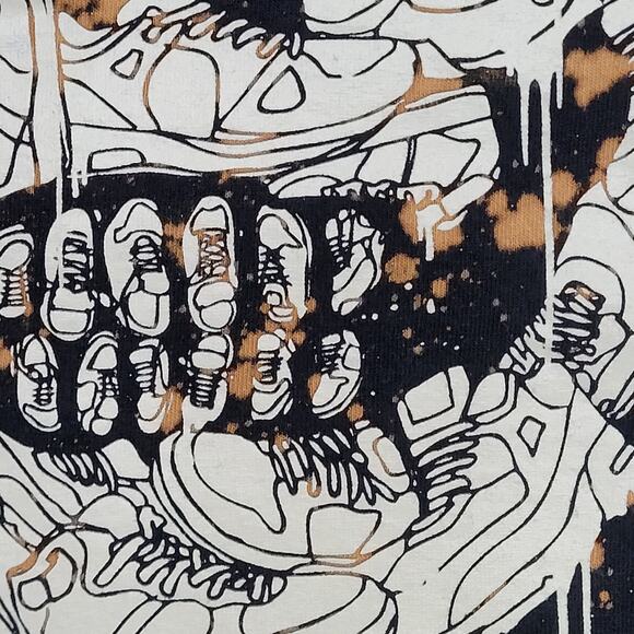 Distressed Skull Shirt Medium 20x24 Bleached Edgy Grunge - Picture 13 of 15